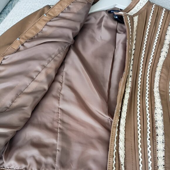 Vintage style Boston Proper Brown 100% Leather with Lace Trim Jacket | Size 6 - Picture 7 of 7
